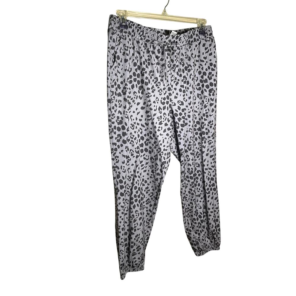 Zac & Rachel Leopard Pull-On Pants Elastic Waist Gray/Black Womens Size L NEW